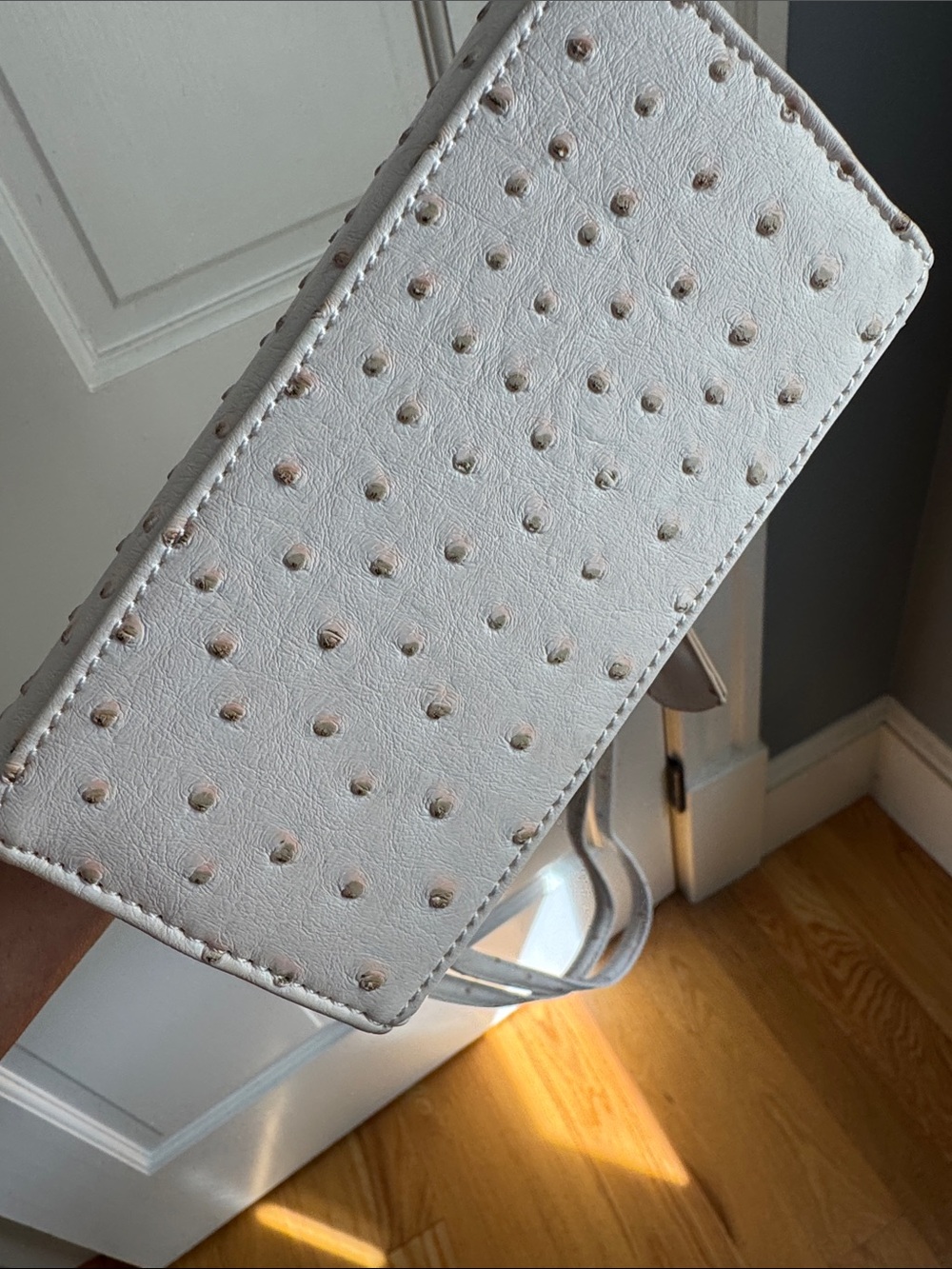 White Mini Crossbody Bag with Graphic Accents - Picture 5 of 9